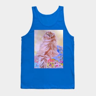 Cat On A Patchwork Quilt Watercolor Art Painting Tank Top